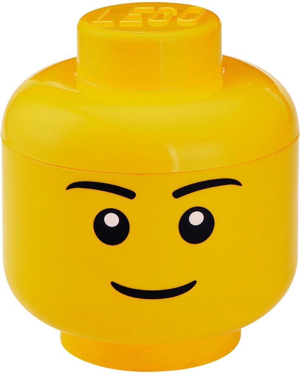 Lego opbevaringsæske ikonisk hoveddreng 24 cm, gul -