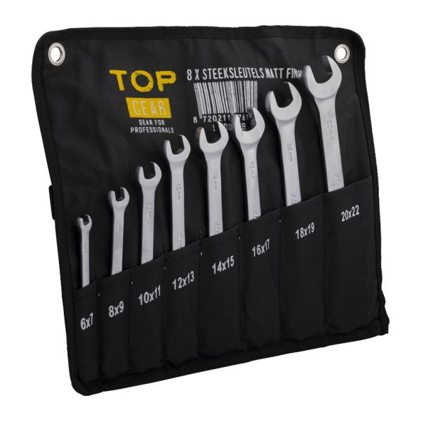 Topgear 8 x gaffelnøgler mat finish