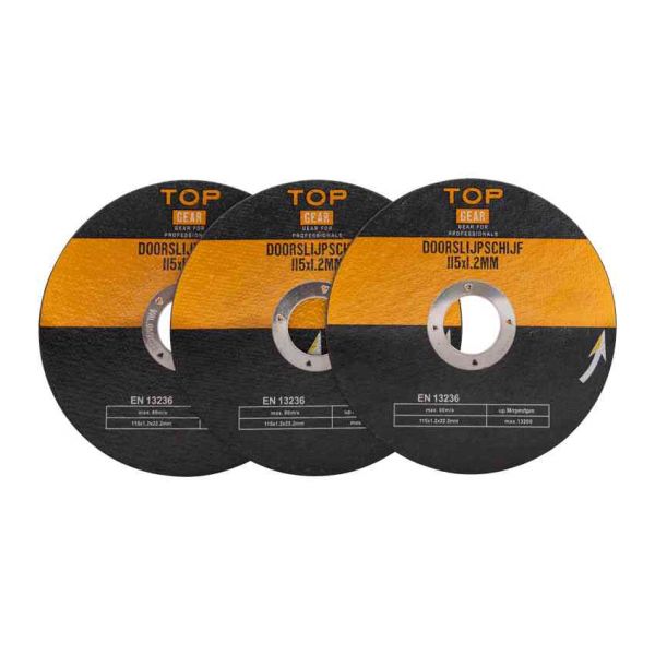 Skæring af disk 3 stykker 115x1,2 mm.
