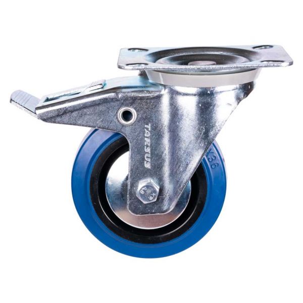 Tarsus drejehjul + bremse 100 mm. blå