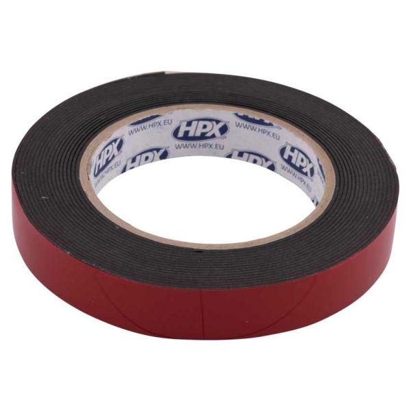 Hpx produkter dobbeltklæbende tape max effekt udendørs sort 19mm x 5m