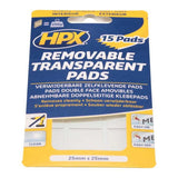Hpx produkter doublez aftagelige transp puder 15 stykker 25mm x 25mm tr