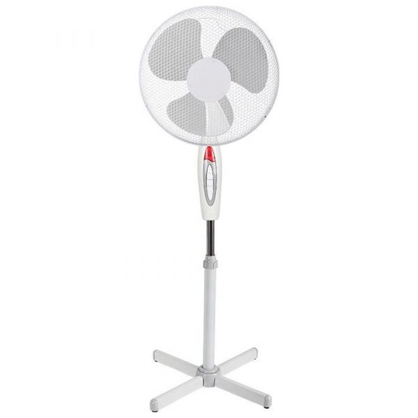 Ventilator på stativ 128 cm. hvid