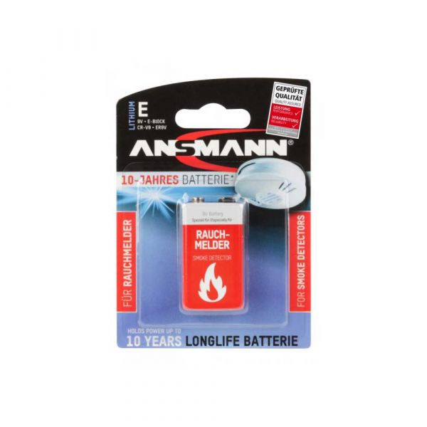 Røgdetektor 10 års lithium batteri 9 volt.