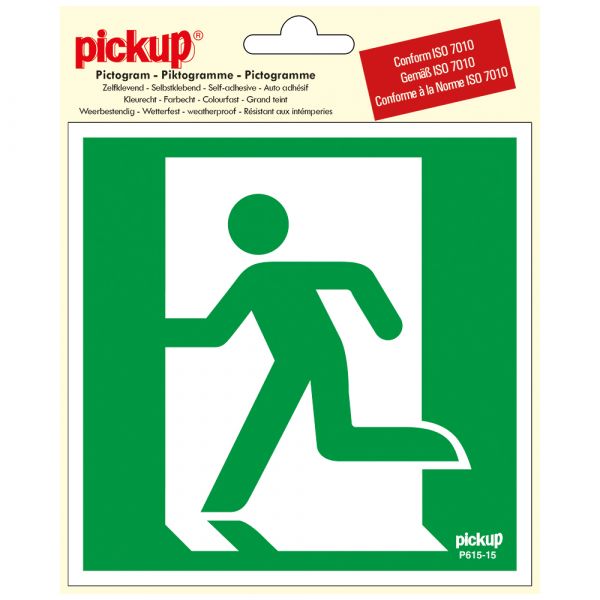 Nødudgangsmærkat venstre - 150x150 mm.