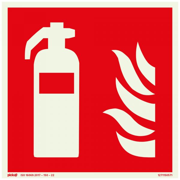 Brandslukkerskilt ftlm - 150x150 mm selvklæbende.