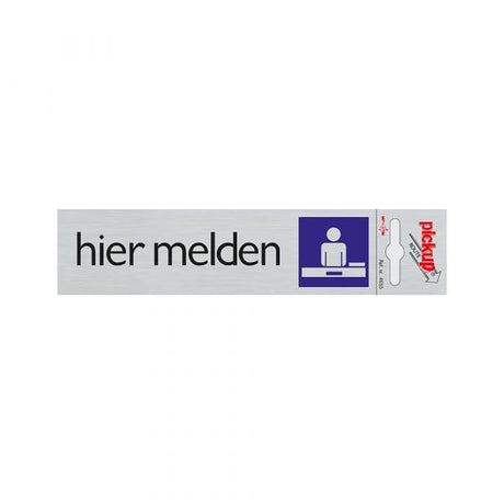 Anmeld aluminiumsskilt her - 165x44 mm selvklæbende.