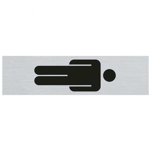 Skilt aluminium look herre symbol stående - 165x44 mm selvklæbende.