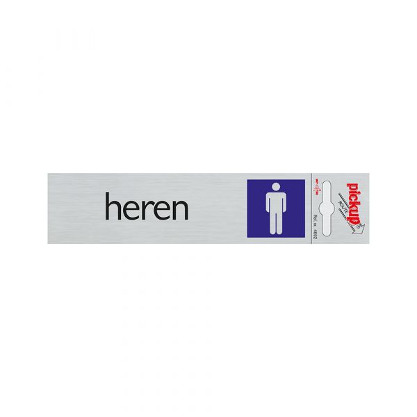 Skilt aluminium look herre - 165x44 mm selvklæbende.