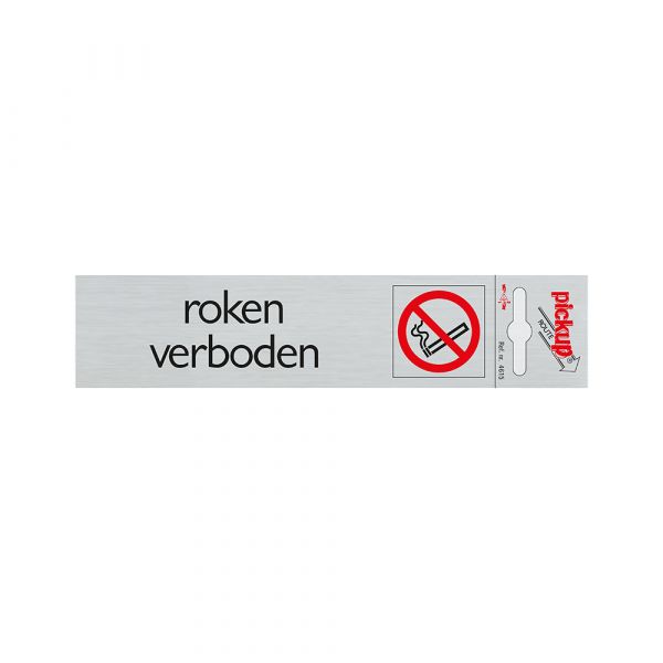 Aluminium rygning forbudt skilt - 165x44 mm selvklæbende.