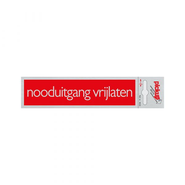 Nødudgangsskilt i aluminium - 165x44 mm selvklæbende.