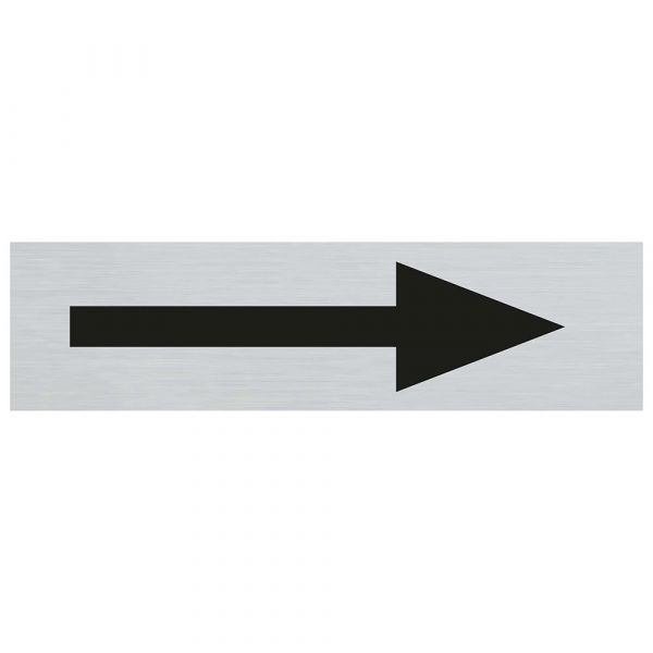 Skilt aluminium look pil - 165x44 mm selvklæbende.