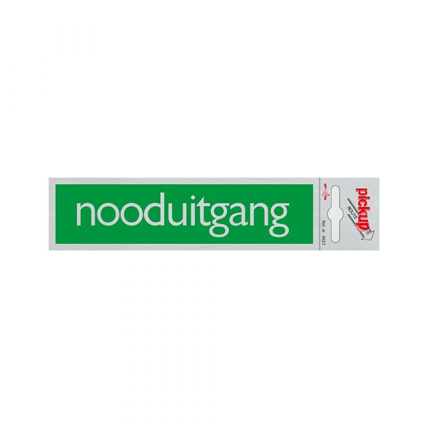 Alu nødudgangsskilt grønt - 165x44 mm selvklæbende.