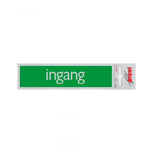 Indgangsskilt af aluminium - 165x44 mm selvklæbende.