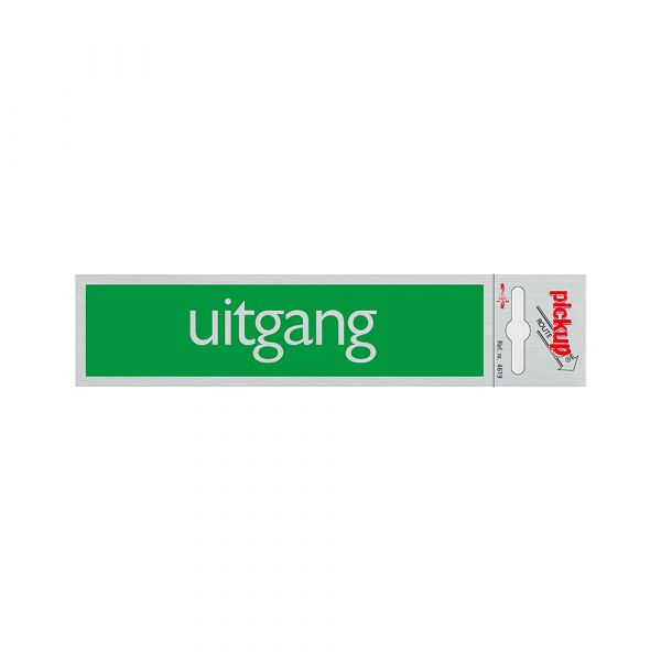 Udgangsskilt i aluminium - 165x44 mm selvklæbende.