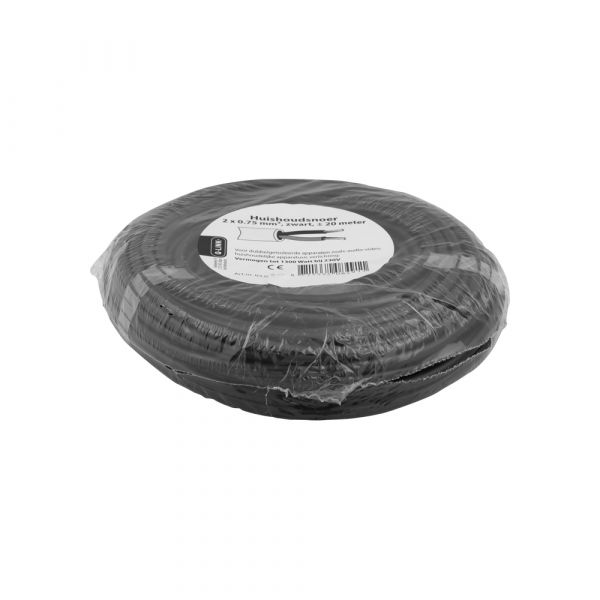 Q-link husholdningsledning - vmvs - belastningskapacitet op til 1200w - 2 x 0,75 mm - 20 m - sort