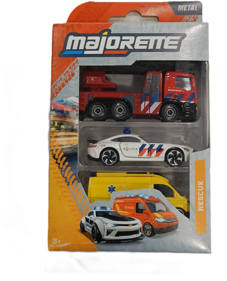 Majorette - legetøjsbiler sos - brandvæsen - politi - ambulance - 7,5cm