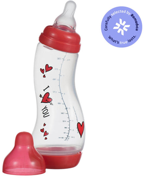 Difrax babyfles natural - 250 ml - i love you rood - 1 stuk - s-fles - anti koliek