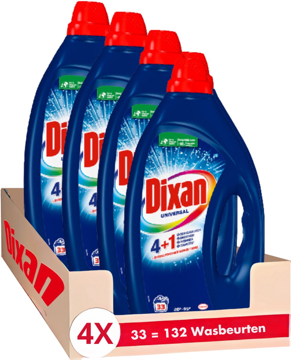 Dixan - gel universal - 33wl x4 - wasmiddel - voordeelverpakking - gekleurde was