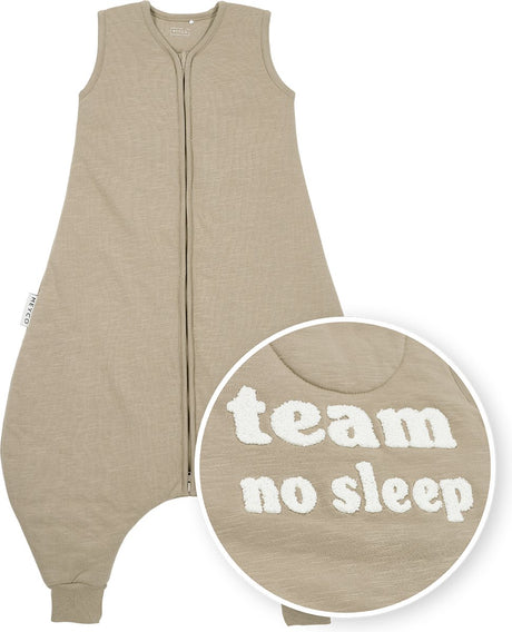 Meyco baby slub med team no sleep ansøgning baby vinter søvn overall trøje - taupe offwhite - 104cm - 2,0 tog