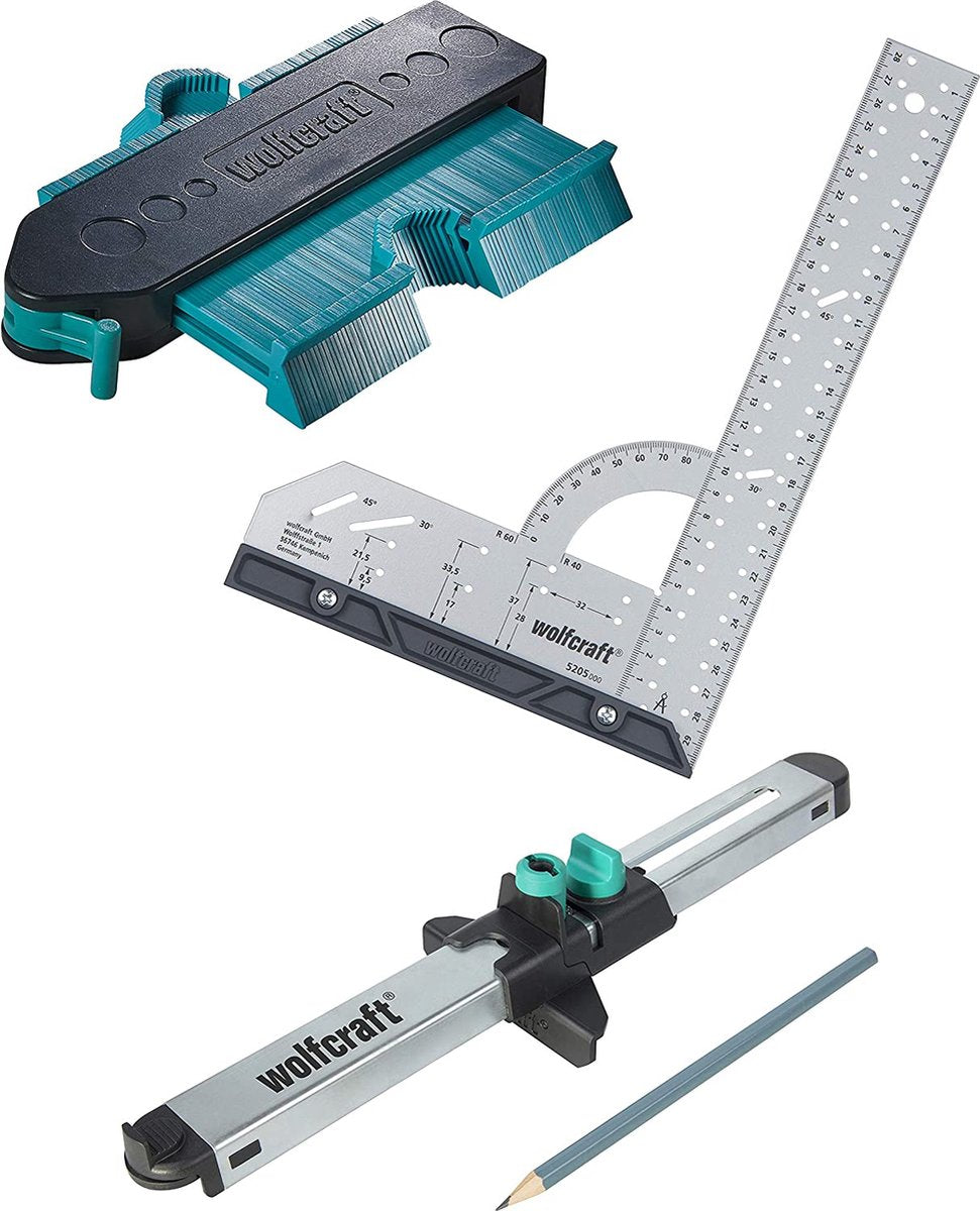Wolfcraft - laminat lægningssæt - konturskabelon - laminatbeslag - firkantet - 6976000