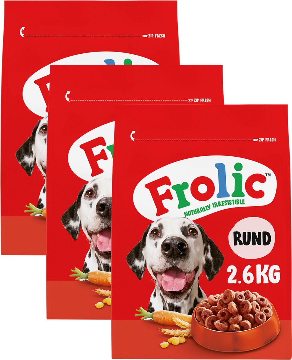 Bold hundefoder - komplet tørfoder - oksekød, gulerødder, korn - 3x2,6 kg