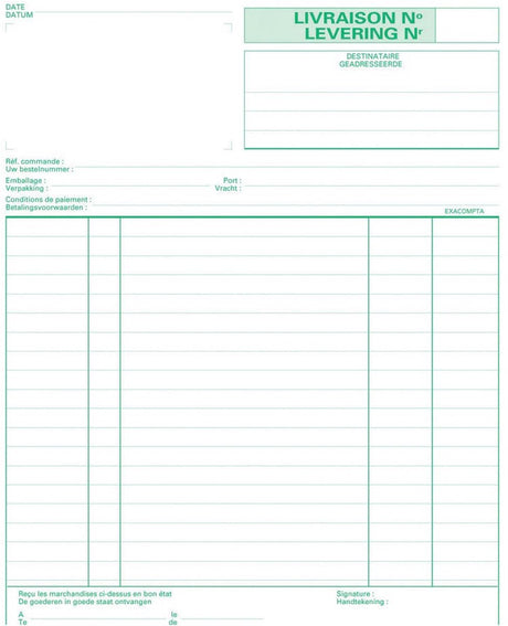Exacompta register leverancer 53161x 18x21cm tredobbelt selvkopierende nl fr