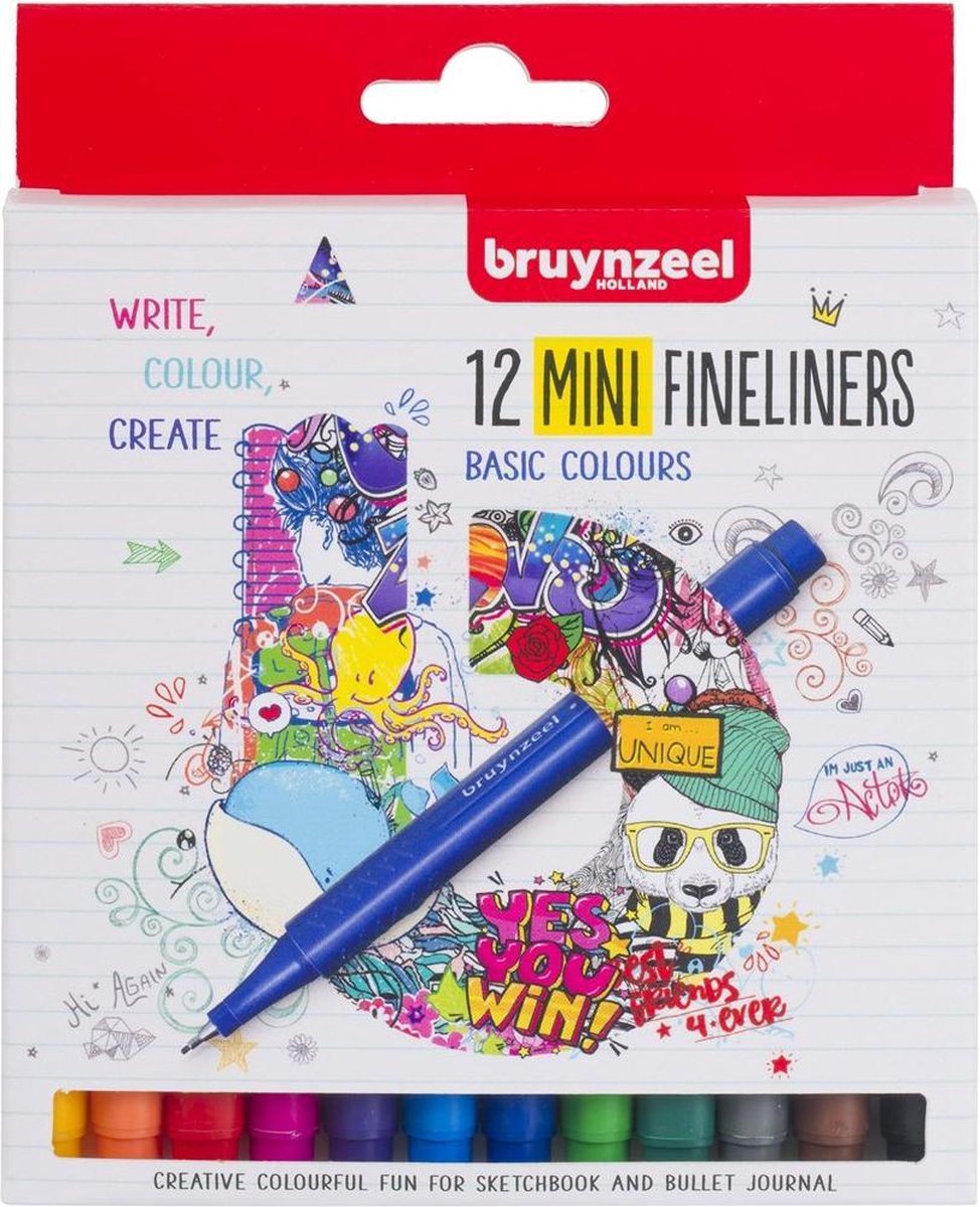 Bruynzeel fineliner mini sæt 12 farver