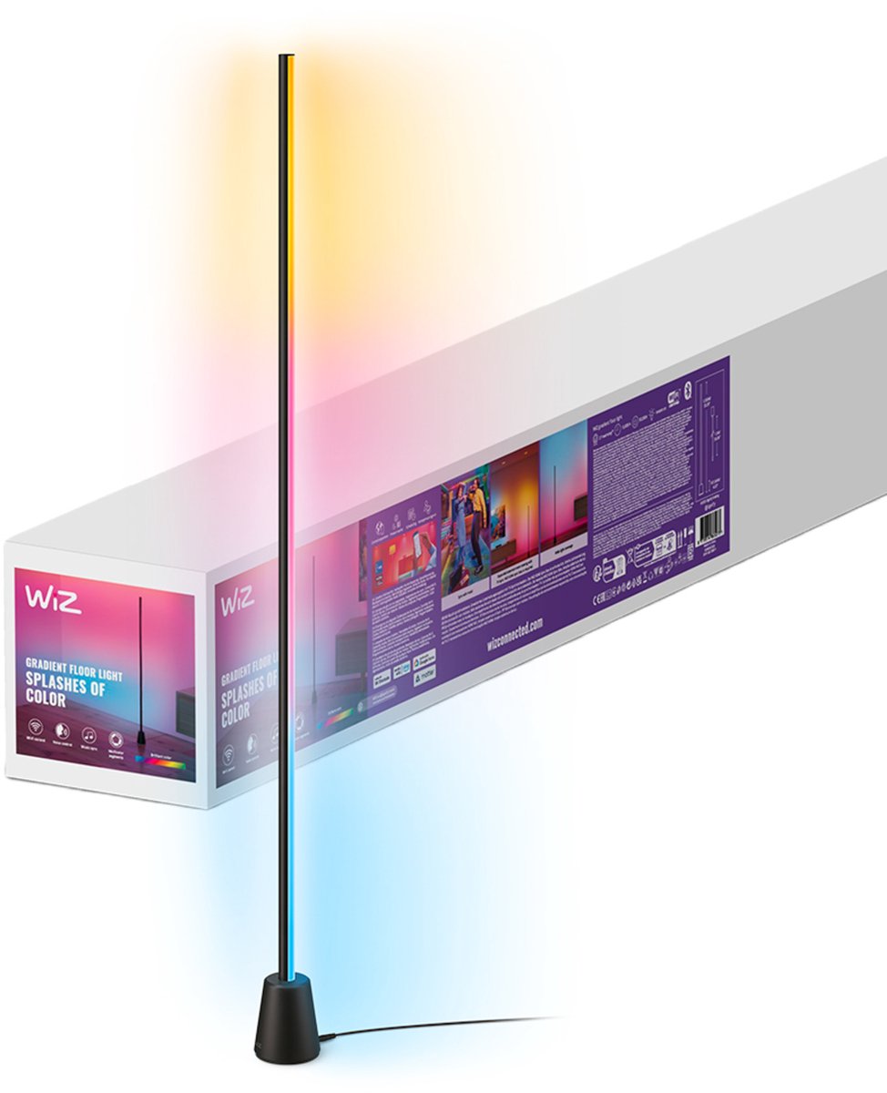 Wiz gradient vloerlamp - entertainment - rgbic: meerdere kleuren tegelijk - eenvoudige installatie - 140 cm