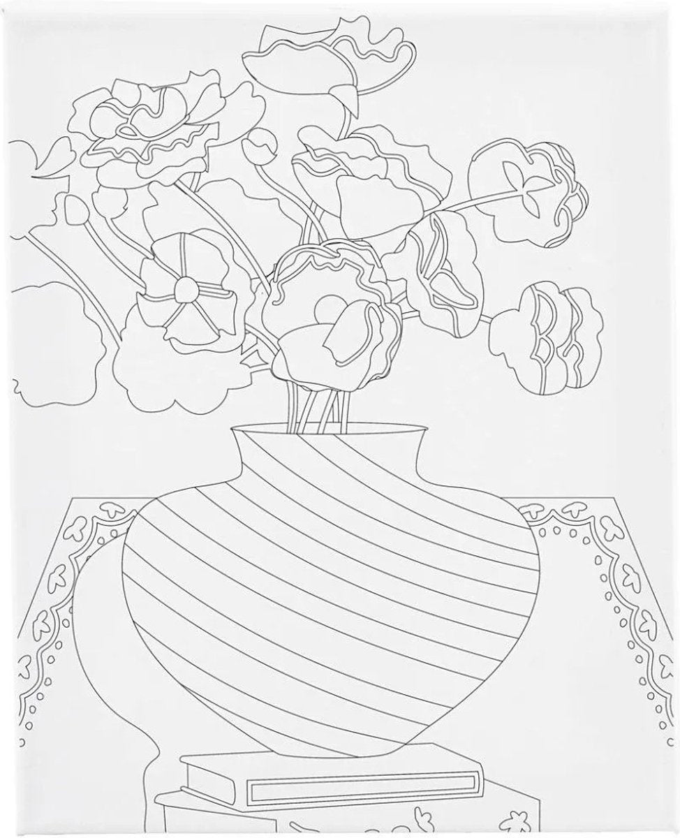 Creativ firma maler lærred med tryk buket i vase - 24x30cm