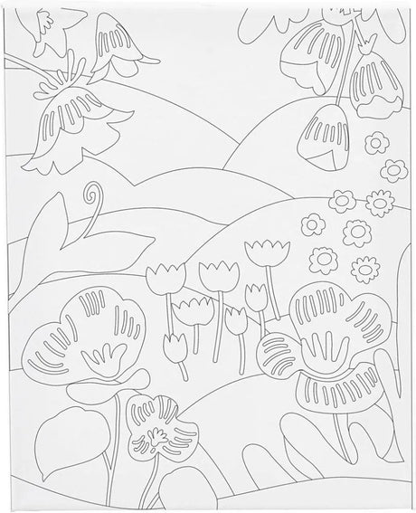Creativ firma maler lærred med tryk, blomsterlandskab, d: 1,6 cm, størrelse 24x30 cm, 360 g, 1 stk.