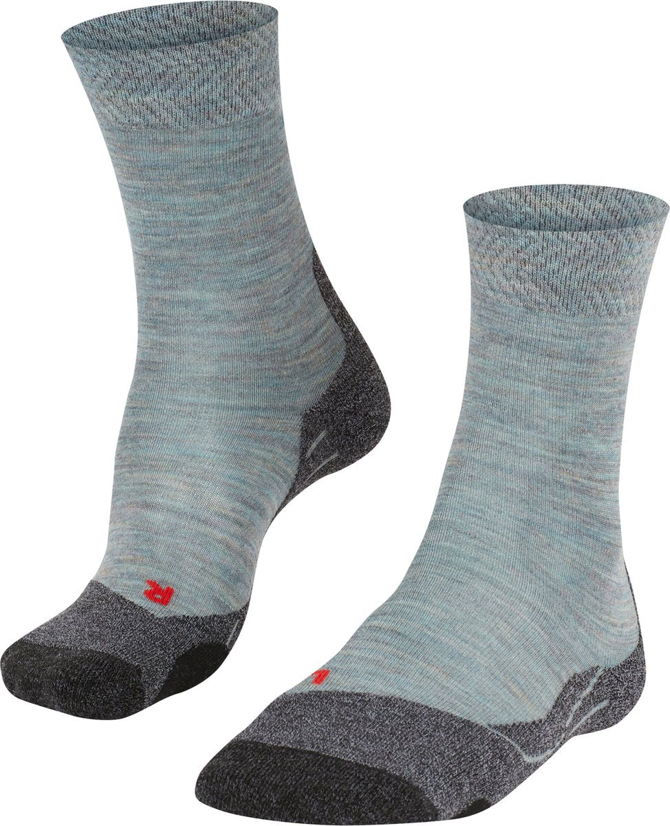Falke tk2 melange anti-blister tykt uld funktionsmateriale gåstrømper dame blå - str. 39-40