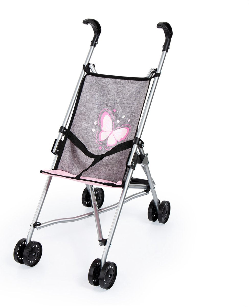 Bayer design - dukkevogn - grå med sommerfuglemotiv
