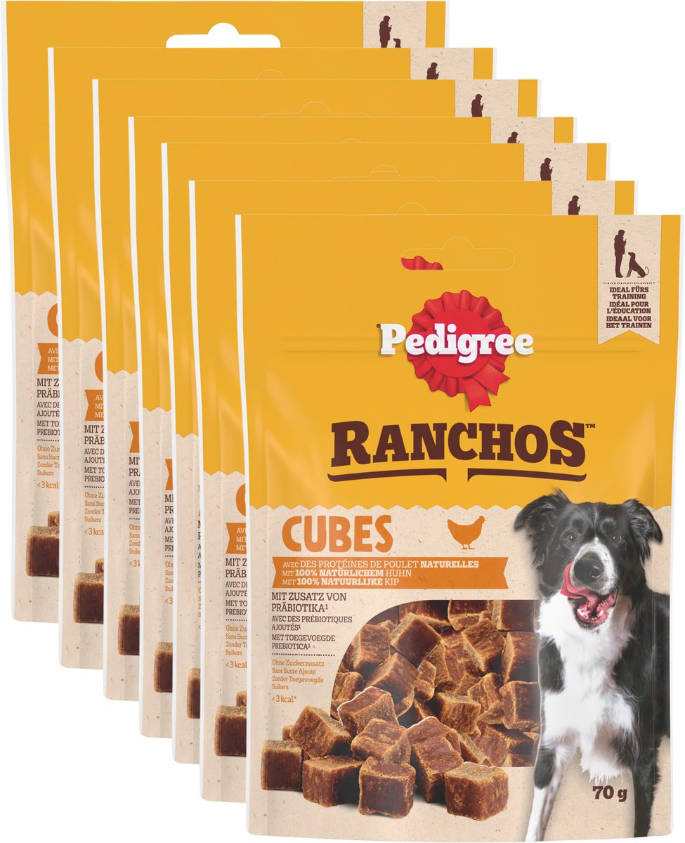 Stamtavle hundesnacks - ranchos terninger - kylling - 7x70g