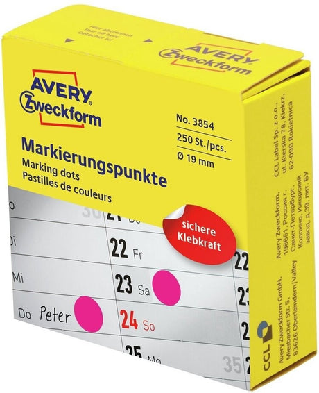 Avery markeringspunkter magenta 250 stk 19 mm