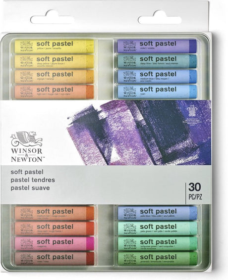 Winsor Newton 1790002 Soft Pastel Box – 30 stykker, pastelkridt til tegning og maling, højpigmenteret lysægte