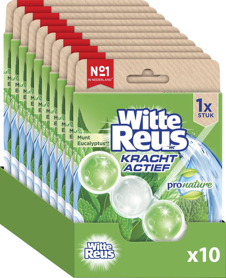Hvid kæmpe pro nature mint eukalyptus toiletblok 50g - toiletklodser - værdipakke - 10 stk.