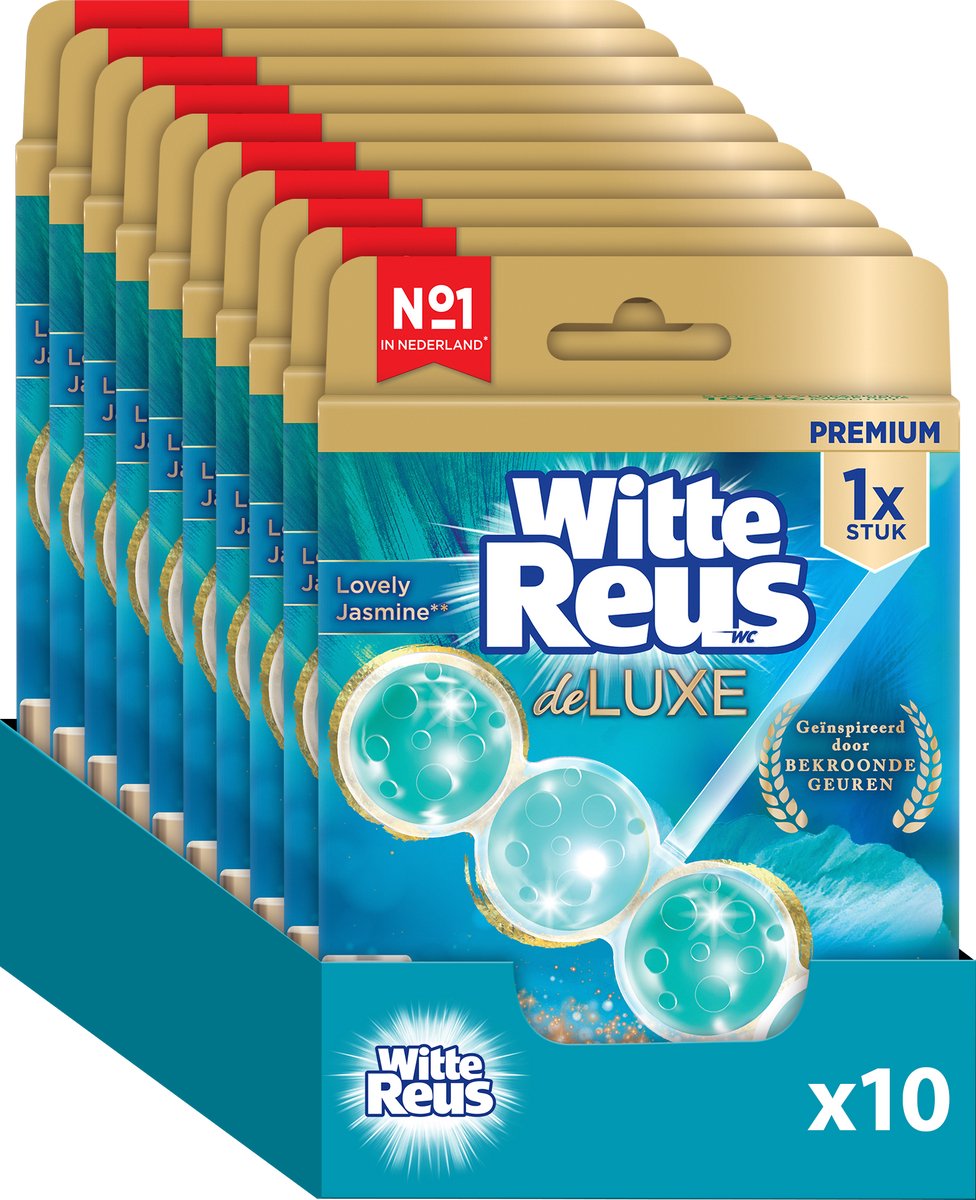 Hvid kæmpe deluxe dejlig jasmin toiletblok 50g - toiletklodser - værdipakke - 10 stk.