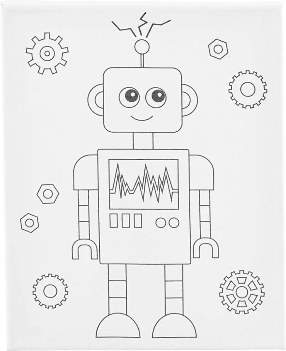 Creativ virksomhed https: www.cchobby.nl maler-lærred-med-tryk-robot-d-1-6-cm-dimensioner-24x30-cm-360-gr-1-piece
