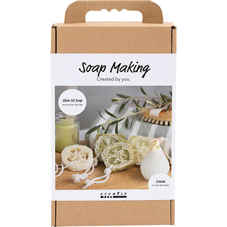 Creativ firma sæbefremstilling hobby sæt, loofah, olivengrøn, 1 æske