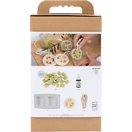 Creativ firma sæbefremstilling hobby sæt, loofah, olivengrøn, 1 æske