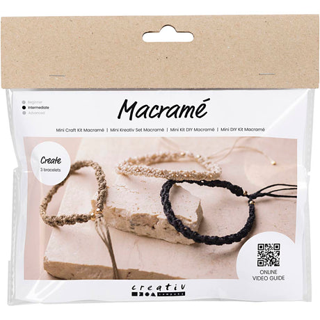 Https: www.cchobby.nl mini-hobbysæt-macrame-armbånd-sort-oliven brun-sand farve-1-boks