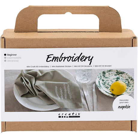 Kreativ virksomhed https: www.cchobby.nl mini-hobbyset-embroidery-napkin-dusty-green-1-box