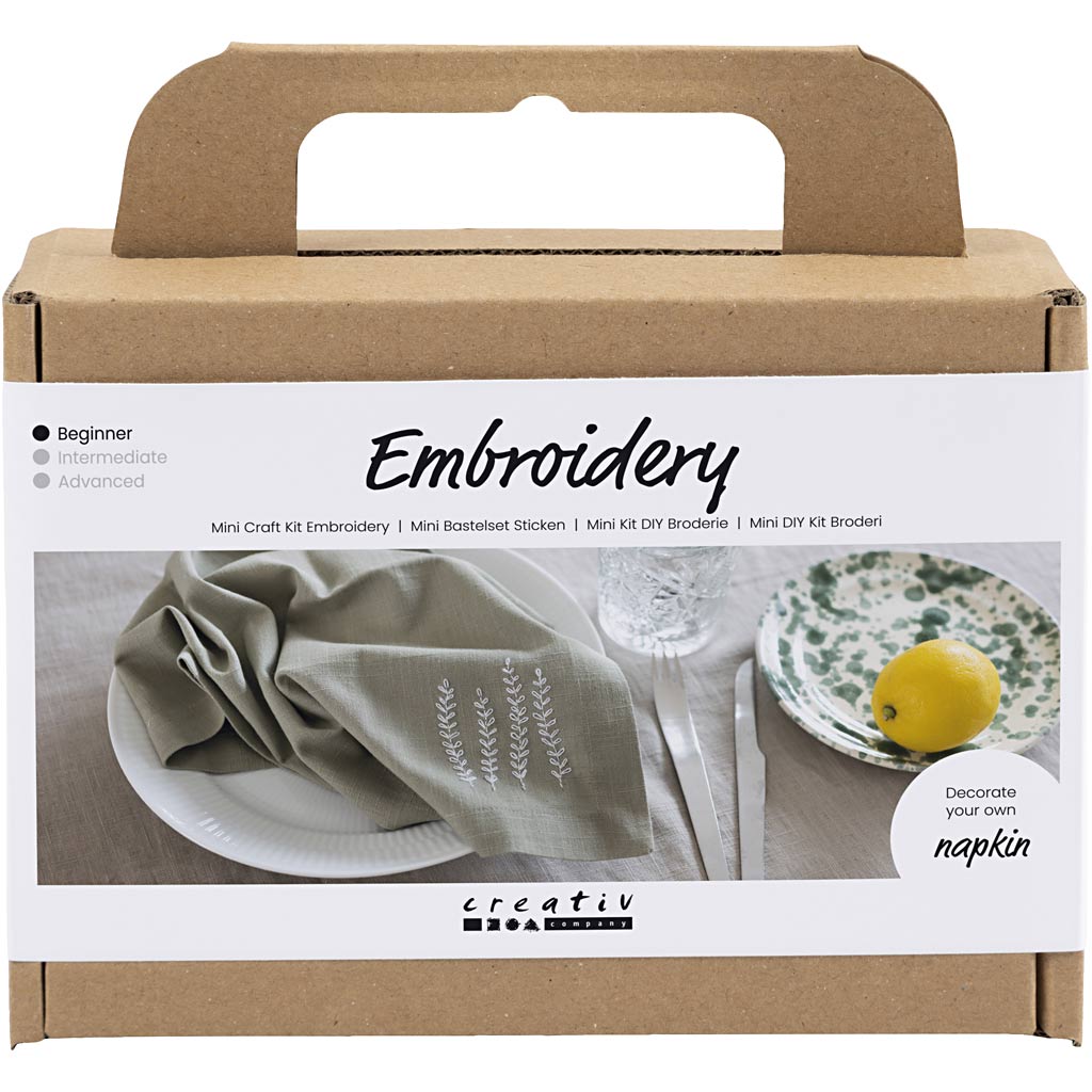 Kreativ virksomhed https: www.cchobby.nl mini-hobbyset-embroidery-napkin-dusty-green-1-box