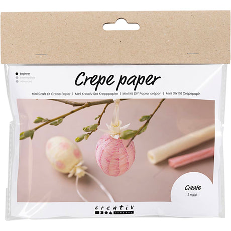 Creativ firma mini hobbysæt crepepapir, æg, lys pink, lys gul, 1 æske