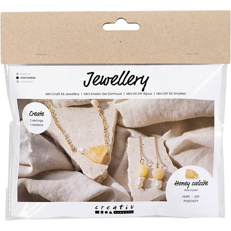 Kreativ virksomhed https: www.cchobby.nl mini-hobbyset-jewelry-honeycalcite-necklace-and-earrings-1-box