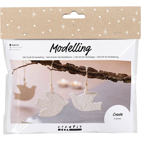 Creativ firma mini hobby sæt skulptur, duer, off white, 1 æske