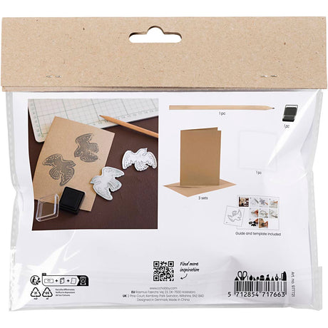 Creativ firma mini hobbysæt skumprint, kort med duer, beige, 1 æske