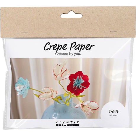 Creativ firma mini hobbysæt crepepapir, crepepapirblomster, pastelfarver, 1 æske