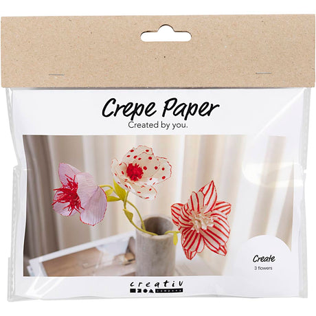 Creativ firma mini hobbysæt crepepapir, blomster, pastelfarver, 1 æske